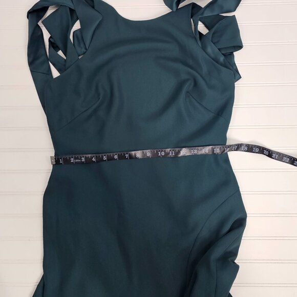 Dessy Collection Evergreen Halter Open Tie Back Front Slit Maxi Dress Size 12R - Picture 13 of 14